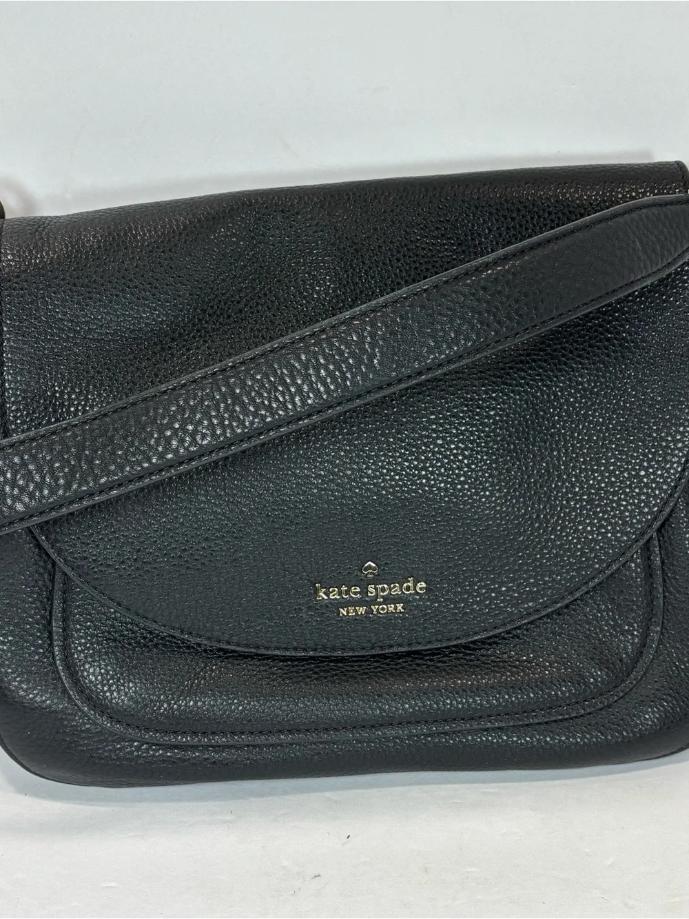 Kate Spade Leila Medium Triple Compartment Black Pebbled Leather Shoulder Bag